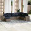 8 Piece Garden Sofa Set with Cushions Gray Poly Rattan