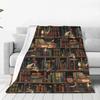 Reading Antique Books Blanket Mysterious Cats Flannel Novelty Warm Throw Blankets for Home Autumn/Winter