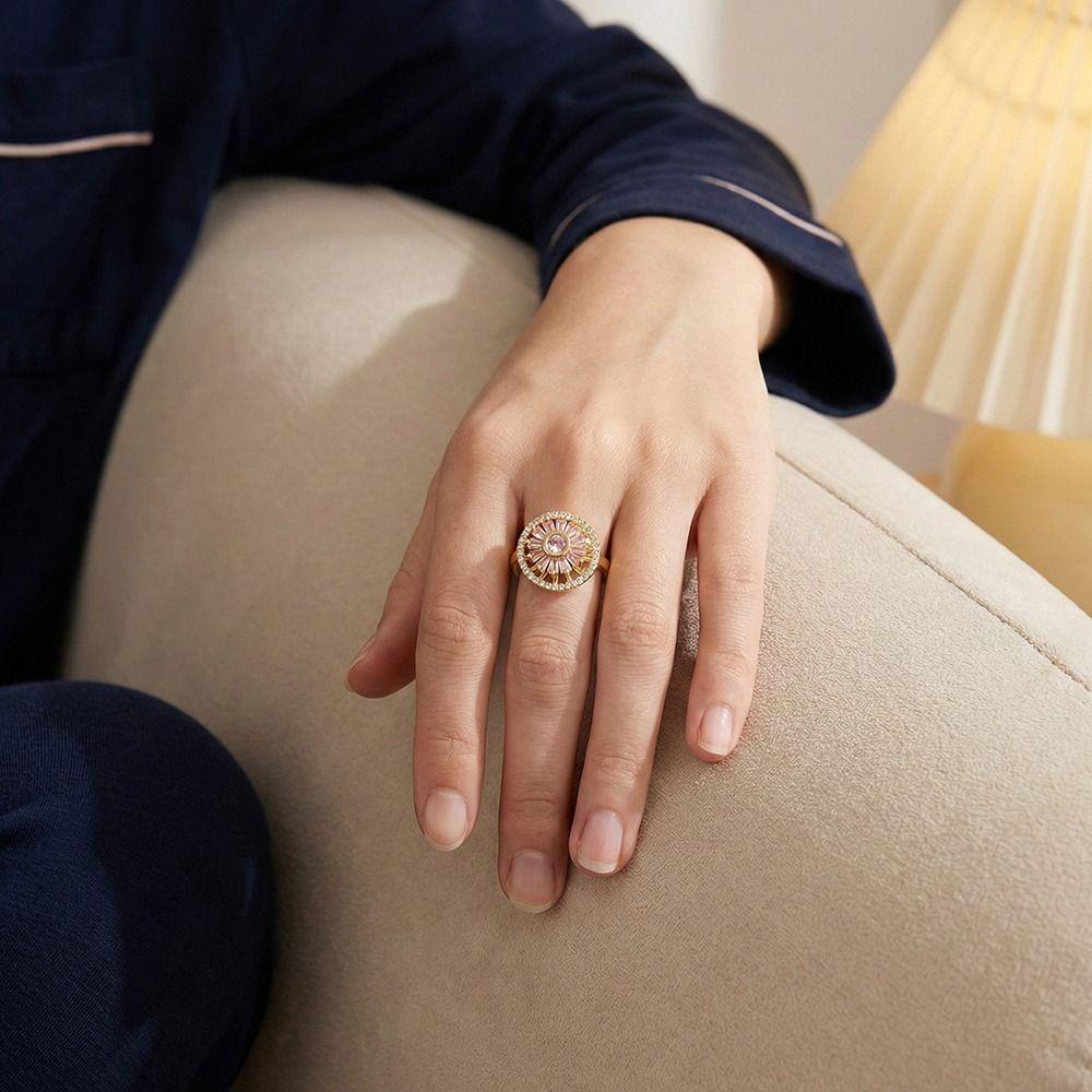 Rotating Design Rotating Ring Female Ring Anxiety Knuckle Jewelry Zircon Ring Anti Anxiety