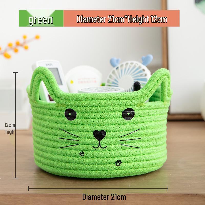 Корзина для хранения на столе из хлопка ручной работы с кошачьими ушками для ключей и разных мелочей