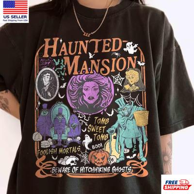 Haunted Mansion Madam Leota Hitchhiking Ghosts Halloween T-Shirt S-5XL