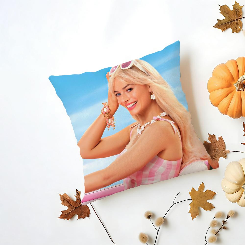 MMargot Robbie Cushion Cover Washable Linen Pillowcase Soft for Daily Sofa Bed Home Room Decor