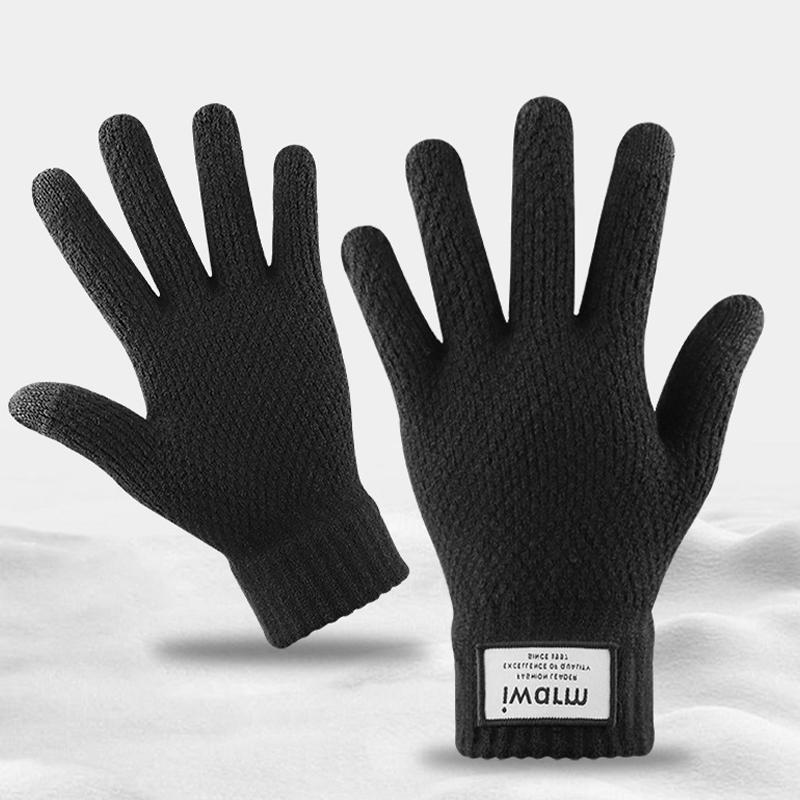 Мужские и женские вязаные перчатки для сенсорного экрана, зимние, для защиты от холода, теплые, плюшевые, жаккардовые перчатки