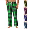 Men's Striped Plaid Print Pocket Casual Pants Home Pajama Pants