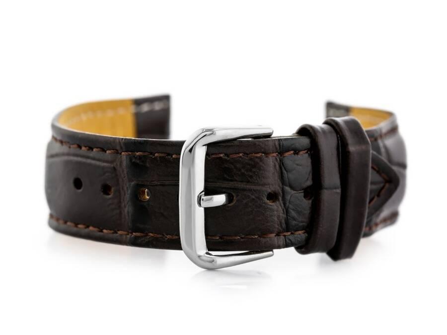 Pasek Skórzany Do Zegarka W102L Ciemny Brąz - 24Mm