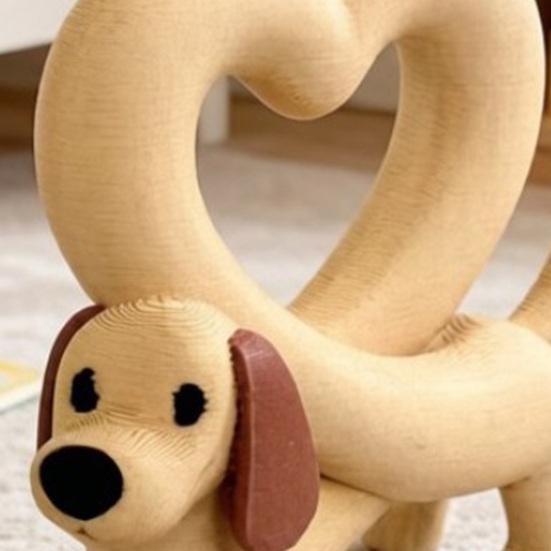 Dachshund Dog Heart 3D Figurine Dog Statue Printed Cute for TV Cabinet