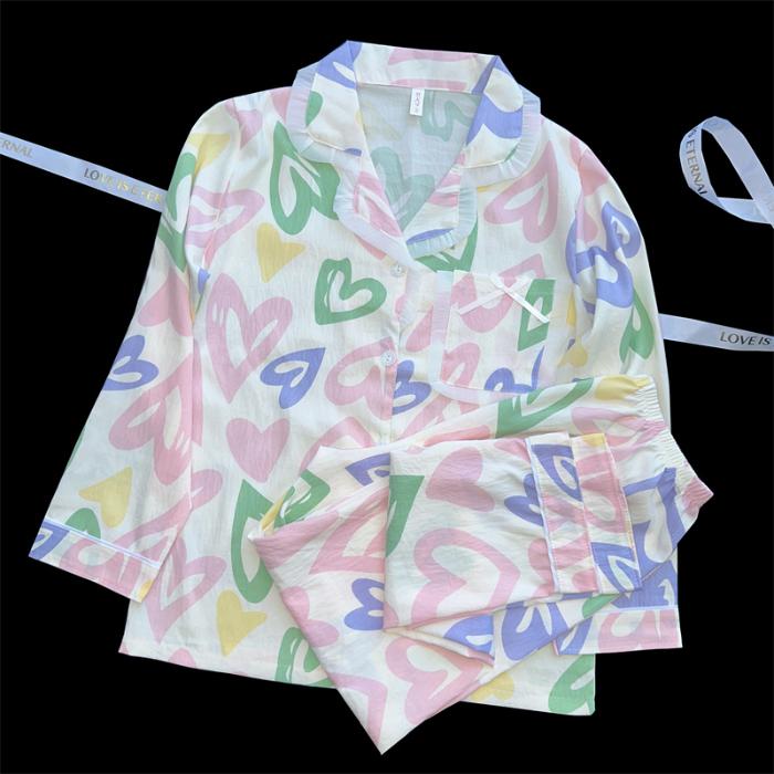 Комплект из 2 предметов пижамы для женщин осень-зима женская пижама ночная рубашка повседневная универсальная пижама