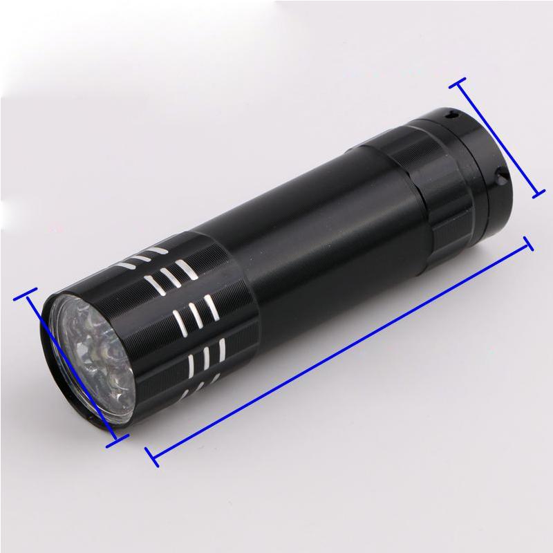 9 LED Flashlight for Fluorescent Agent Detection Money Detect Lighting