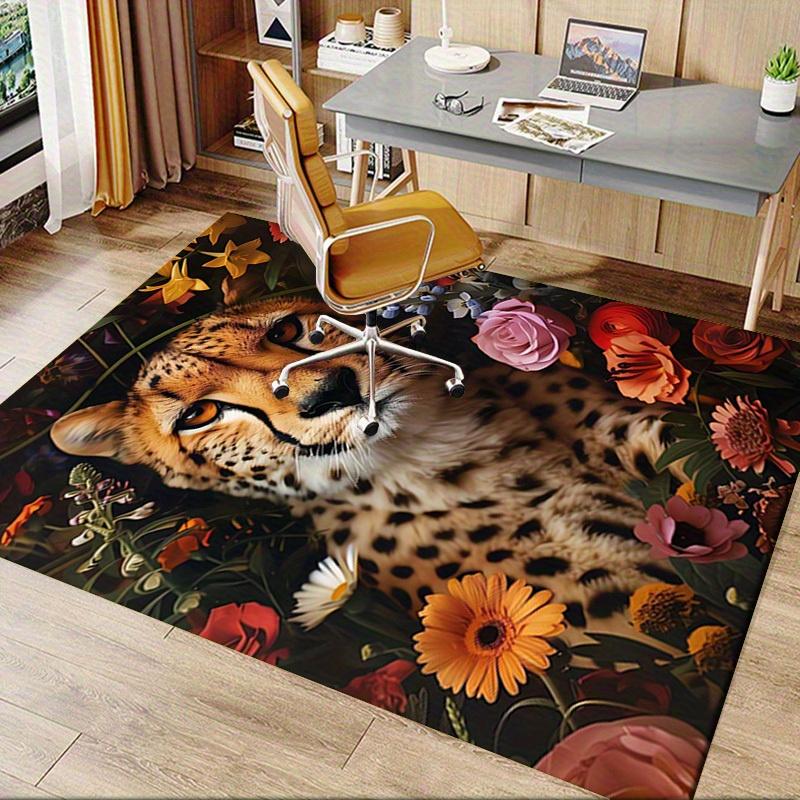 1pc Cheetah,Flowers,Nature Office Carpet Soft Polyester Non slip Machine Washable Indoor Carpet Livi