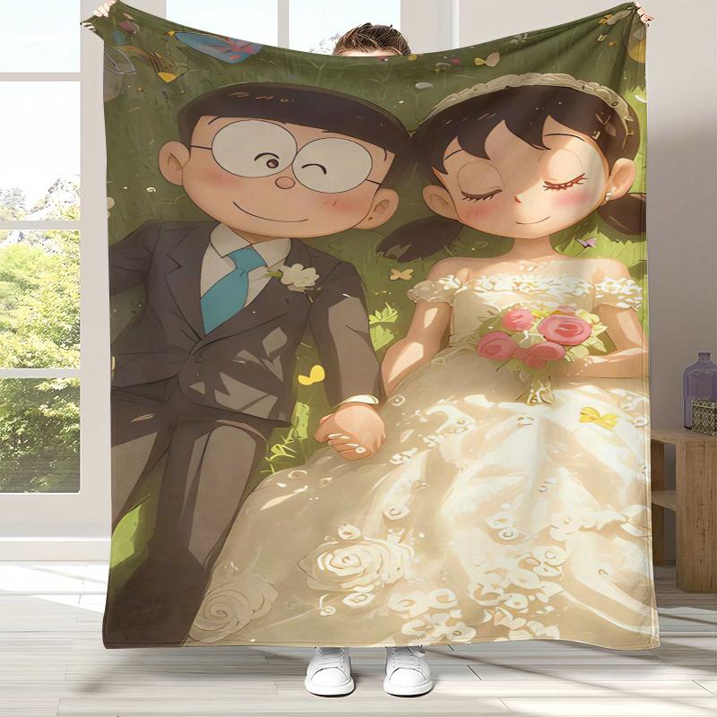 Dream Doraemon Cartoon Flannel Blanket,Ultra Soft Warm Plush Throw for Home Bedroom Bed Sofa Cover Office picnic gift kids