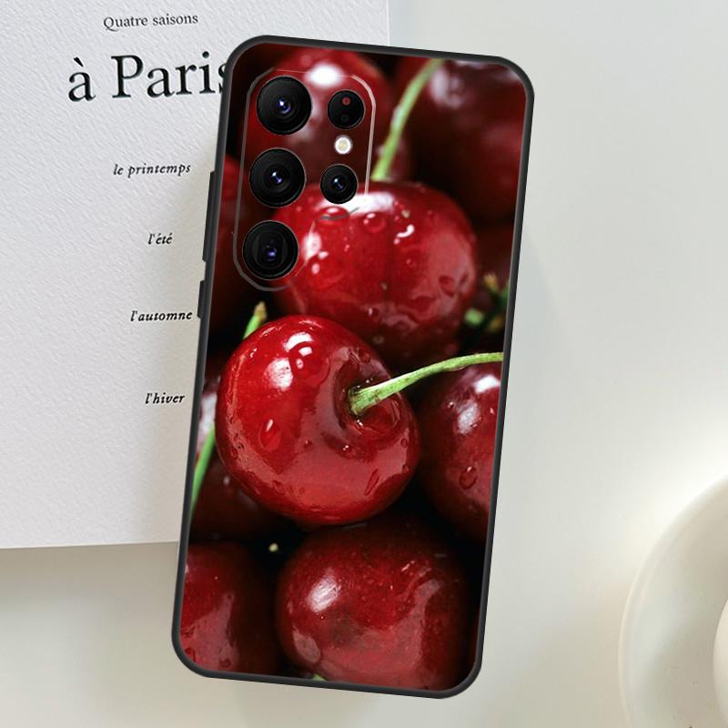 Чехол для телефона Samsung Galaxy S26 Ultra S25 S23 S22 S21 S24 Ultra S10 S20 Plus S25 FE с рисунком еды, фруктов, красной вишни