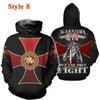 Мужская толстовка с капюшоном Knight Templar с 3D-принтом для мужчин и женщин, повседневные толстовки с капюшоном, пуловеры, хип-хоп, уличная одежда в стиле Харадзюку, топы