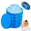 Ice Cube Mold Ice Tray Large Silicone Ice Bucket (2-In-1) Ice Cube Maker Circular Portable (Dark Blue) Suitable for Summer