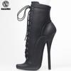 Sexy Ankle Boots 7inch Super High Heel Lace-up Pointed Toe Fetish Ballet Footwear Large Size 36-46
