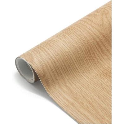 Papier Peint Auto-adhésif Imitation Bois PVC 60 X 500 Cm - Beige Étanche