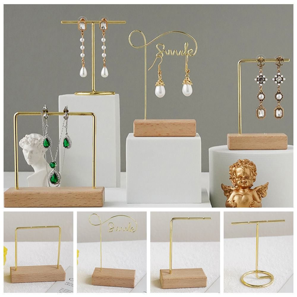 Holder Desktop Ornament Necklace Storage Wood Base Rack Bracelet Earring Jewelry Display Stand