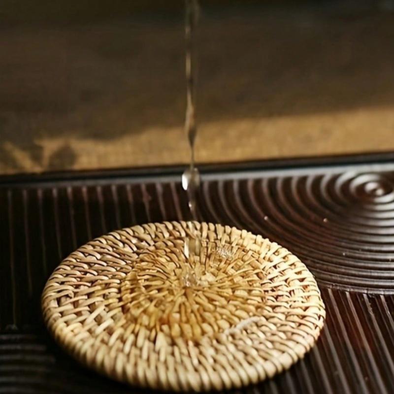 1 Piece of Rattan Cup Mat, Bowl Mat, Tea Cup Mat,heat Insulation Mat, Tableware Mat, Waterproof Mat Christmas Decorations