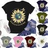 Женская повседневная модная уличная футболка с коротким рукавом и принтом подсолнухов