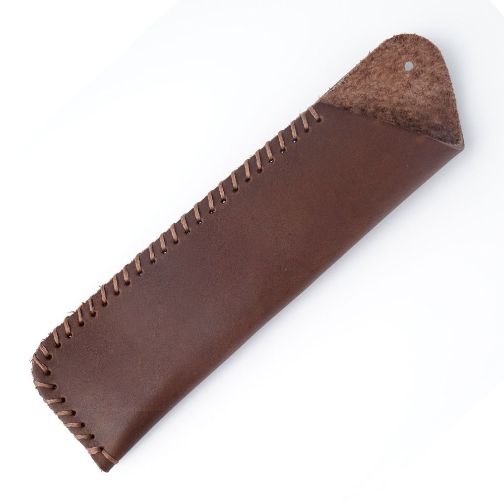 Handmade Cowhide Pencil Case Pencil Holder Pen Sleeve Pouch Retro Leather Pen Bag Crafts