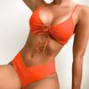 2023 New Bikini Solid Color Lace-up Sexy Bikini Split Swimsuit Woman Swimsuit