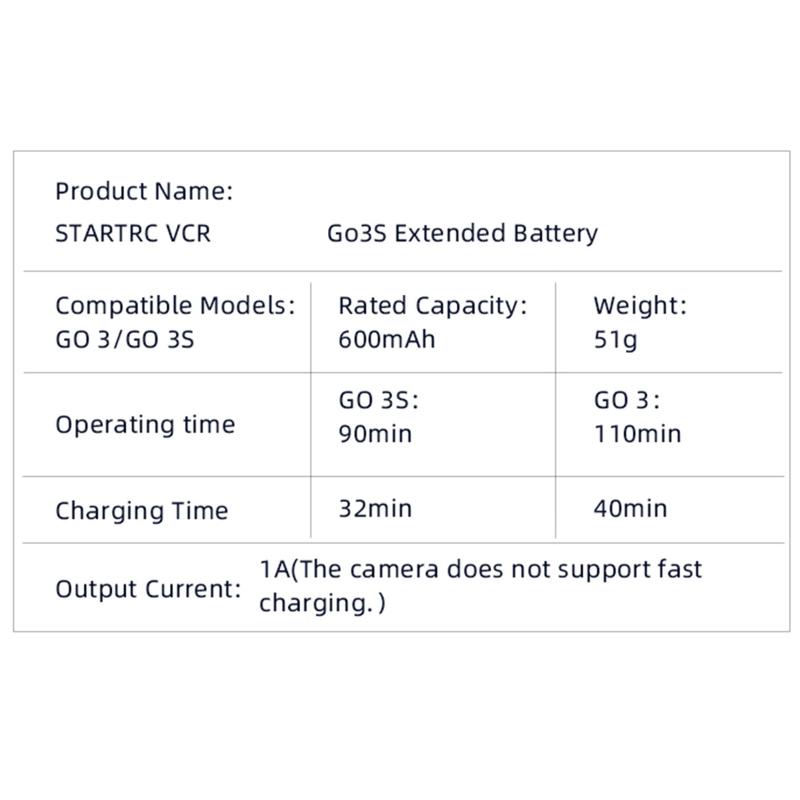 Зарядный кейс с магнитным креплением для камеры GO3/GO 3S, аккумуляторный блок 600 мАч, длительное время работы от батареи, защитные функции