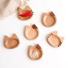 Exquisite Sauce Dish Comfortable Touch Wooden Cartoon Cat Shaped Dipping Bowl Desktop