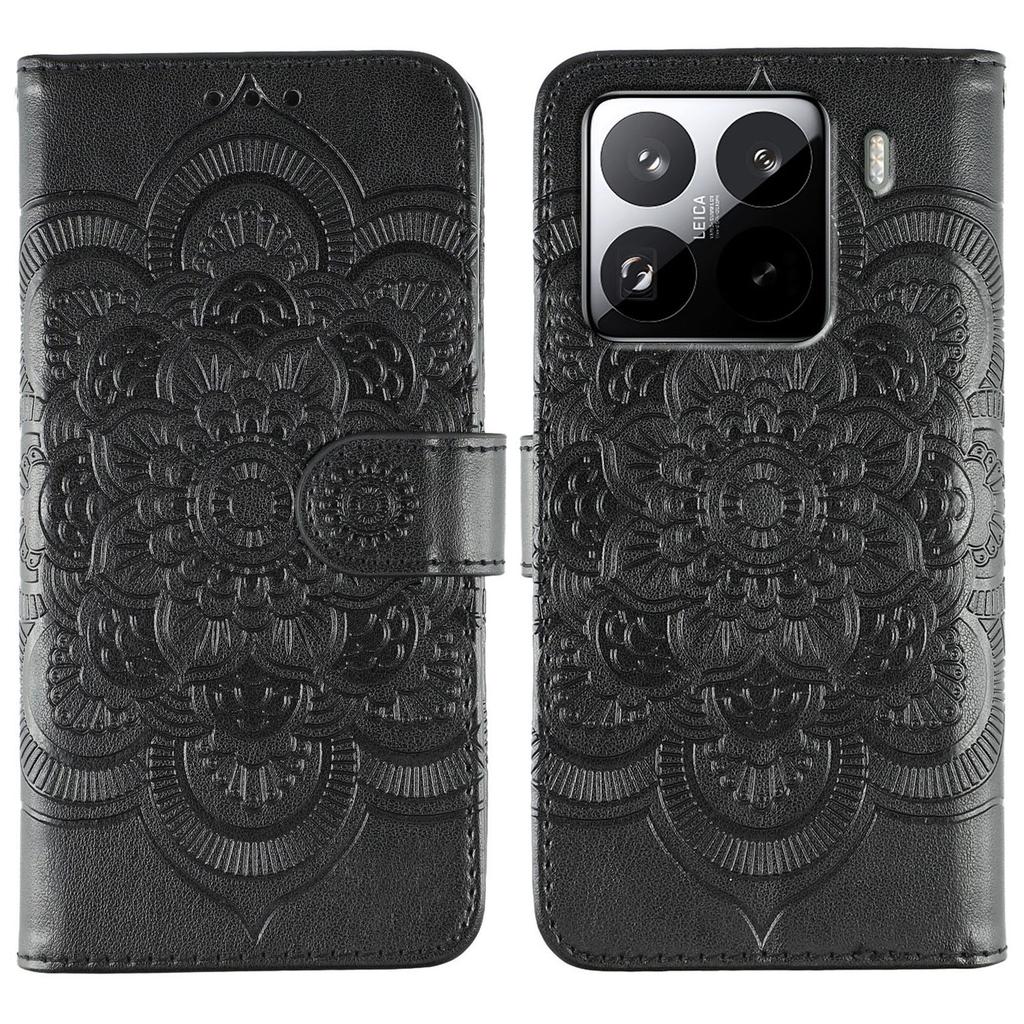For Xiaomi 15 Pro Case PU Leather Mandala Imprinted Design Wallet Phone Cover