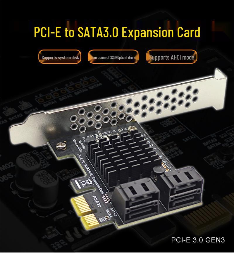 Карта расширения PCI-E GEN3 на 4 порта SATA 3.0 6G, адаптер для жесткого диска IPFS с контроллером ASMedia ASM1064.