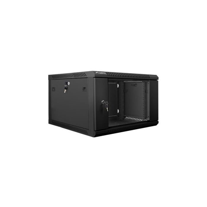 Bastidor de pared Lanberg WF01-6606-10B 6U 60kg IP20 cristal templado autoinstalable negro