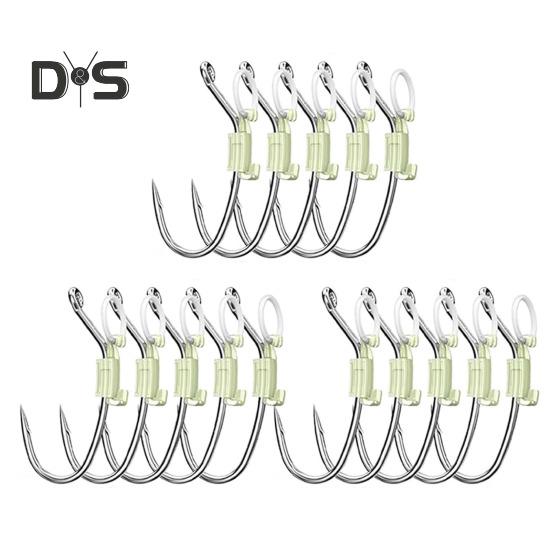 5/15/25 шт. светящийся крючок для фиксации живой креветки, прочный металлический крючок с зазубринами для ловли пресноводного сома, окуня, рыболовные принадлежности