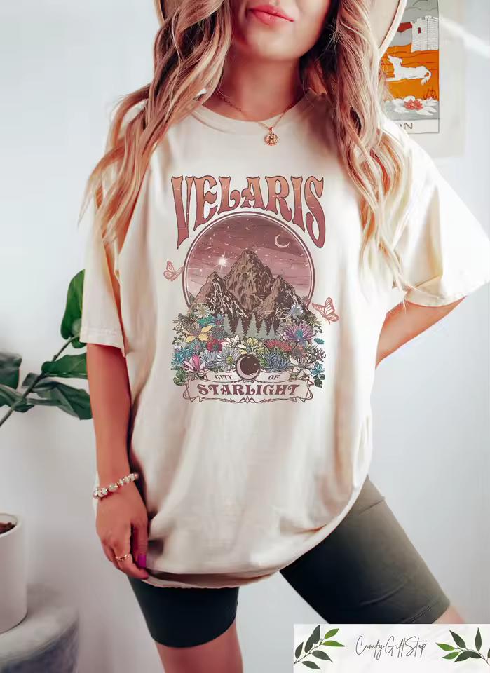Veralis Starlight City T-shirt, Nightcoat T-shirt, SJM Apparel, Gifts for Her, Wind House Book Print T-shirt