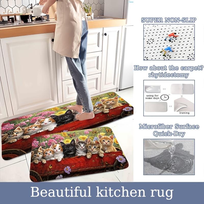1Pcs Anti Fatigue Kitchen Rugs Cute Animal Print Waterproof Non-Slip Thick Cushioned Kitchen Mat Heavy Duty Comfort Standing Mat for Kitchen