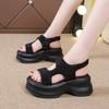 New Thick-soled Women's Sandals Women's Summer Stepping On Shit Feeling Versatile and Not Tired Feet Muffin Bottom Rhinestone Roman Shoes