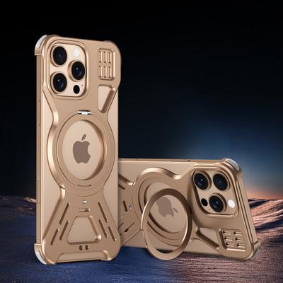 Роскошный алюминиевый сплав безрамочный чехол для iPhone 16 Pro Max 15 Plus 14 Pro 13 12 для Magsafe ударопрочный чехол с кольцом-подставкой и магнитным чехлом для телефона