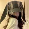 Щенок Рваная Джинсовая Бейсболка Кролик Ушки Зайца Snapback Кепка Цепочки Уши Добермана Шляпа Мужчины