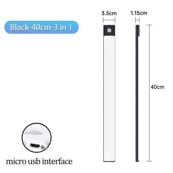 1шт светодиодный датчик движения для шкафа, освещение под столешницей, интеллектуальное освещение, беспроводные магнитные USB-аккумуляторные кухонные ночники