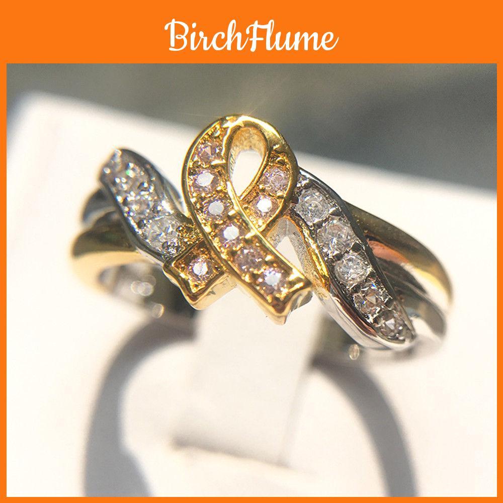 Gemstone Natural Tow Tone Heart Knots Ring Princess Double Color Rings For Teen Girls Ring Wedding