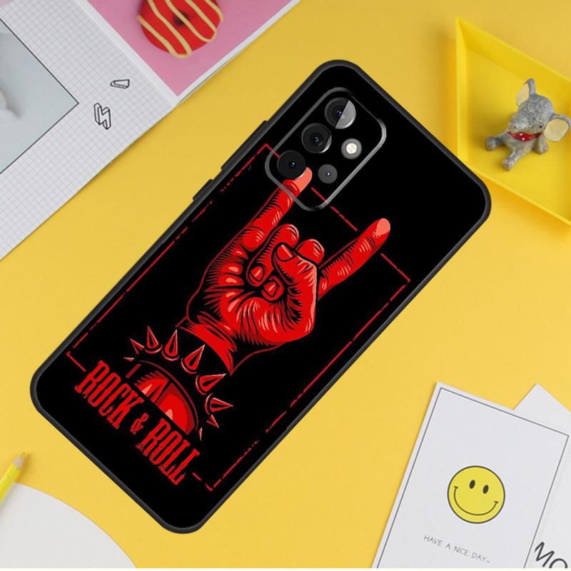 Rock and Roll Skull Case For Samsung Galaxy A54 A34 A14 A13 A33 A53 A12 A32 A52 A71 A51 A15 A25 A35 A55 Cover
