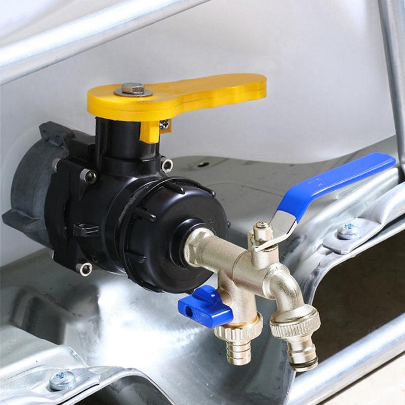 Outdoor Faucet with Double Outlet 1/2'' 3/4'' Water Splitter Connector Faucet Outside Spigot Water Tap for Garden Hose