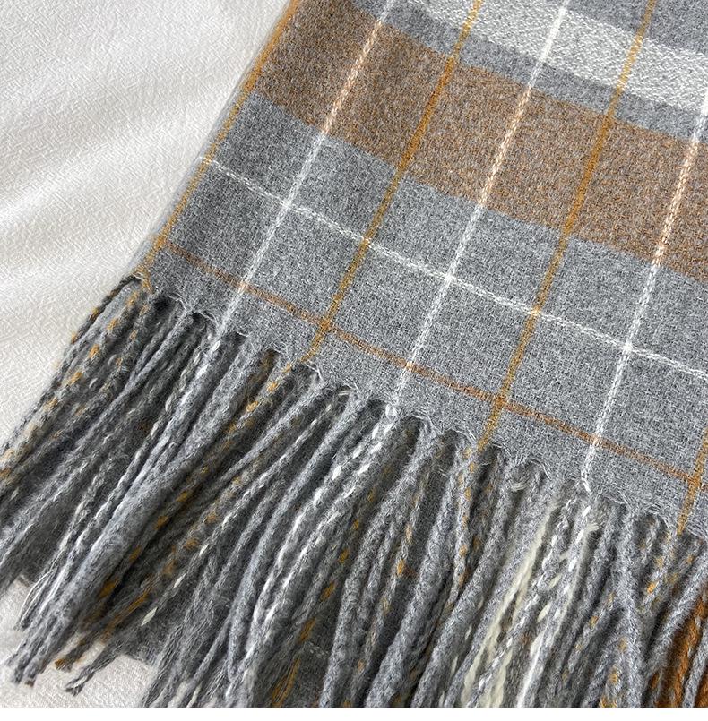 Женский классический клетчатый шарф - Имитация кашемира, Двусторонний согреватель для шеи, Шаль Осень/Зима 2023