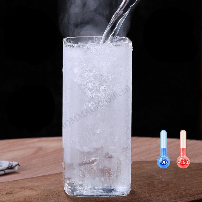 6/4/2/1Pcs Square Glass Cup Coffee Mug Heat-Resistant Water Cups Transparent Tea Mug Cup for Drinking Milk Beertea Juice Dessert