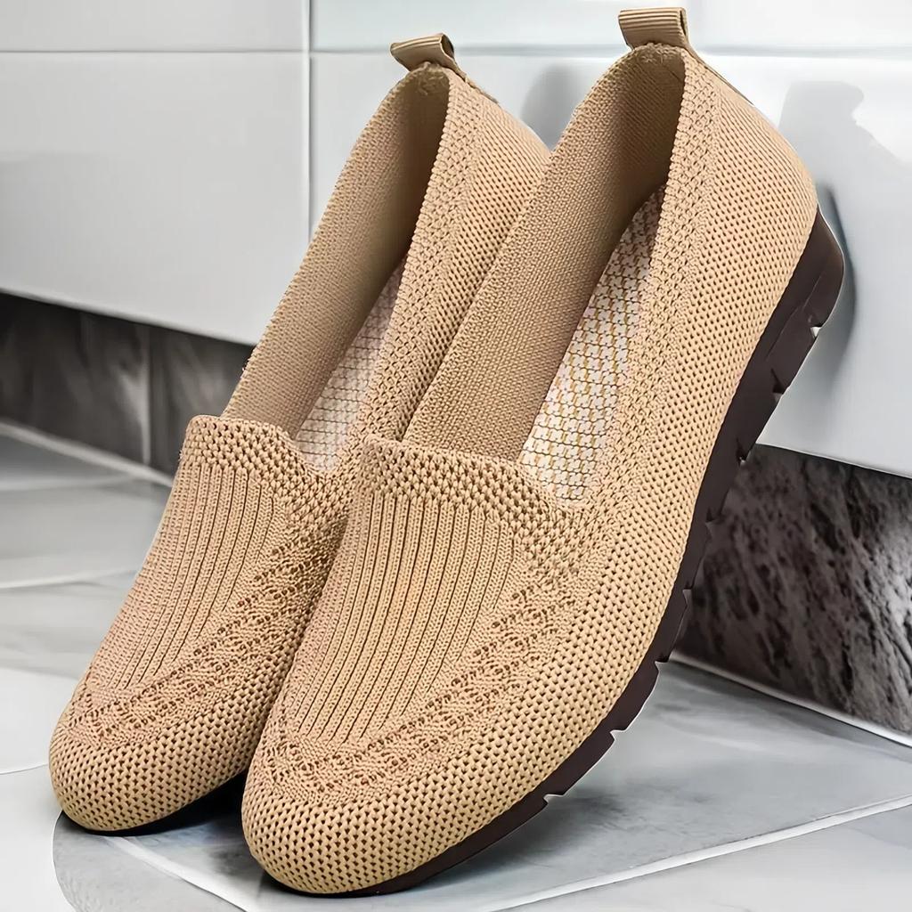 Весенне-летняя тканевая обувь дышащая сетчатая обувь с плетением fly-knit нескользящая на плоской подошве средние туфли с мелким вырезом