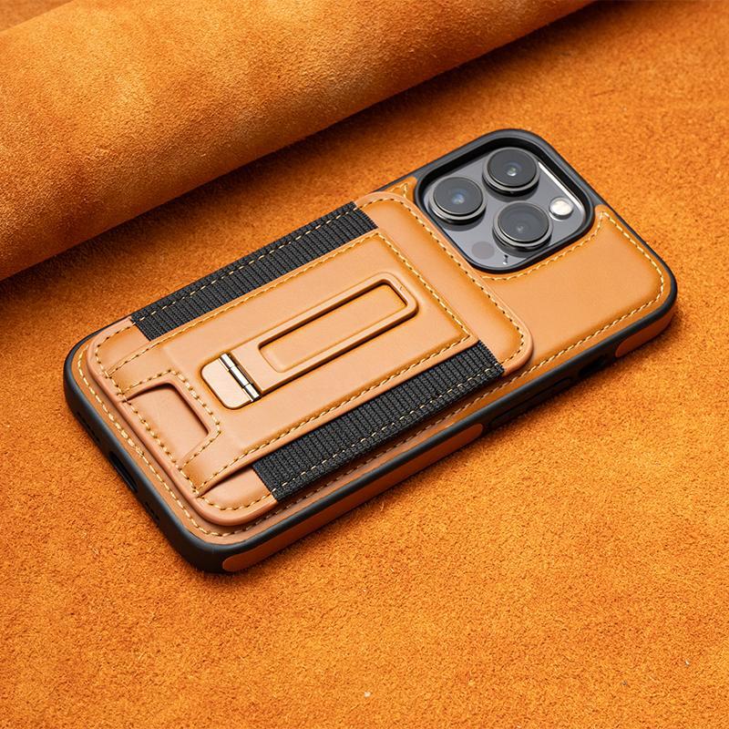Suitable for Apple 16promax Phone Case Card Holder, IPhone15 Exposed Label 14 Full Cover 13 Anti-drop Men's Leather Case