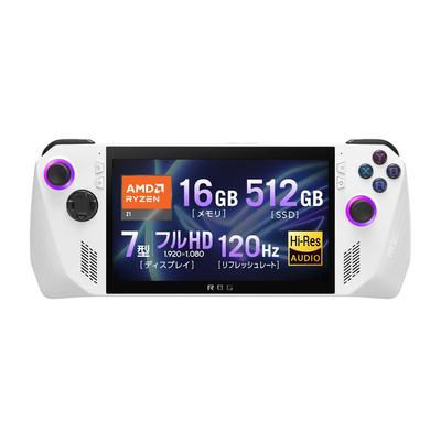 Asus Игровой ПК ROG Ally Ryzen 16 ГБ 512 ГБ 120 Гц Обновление Windows 7-дюймовый ПК, Z1, Память, SSD, Частота, 11, Портативный, 608 г, Белый, RC71L-Z1512