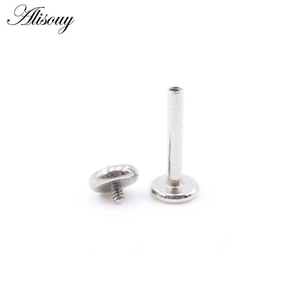 Alisouy 1PC Stainless Steel Opal Stone Labret Lip Tongue Rings Ear Tragus Helix Cartilage Stud Earrings Piercing Body Jewelry