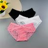 3 шт. Женское сетчатое нижнее белье с низкой посадкой, кружевными оборками, милые женские перспективные сексуальные трусы, удобные трусики