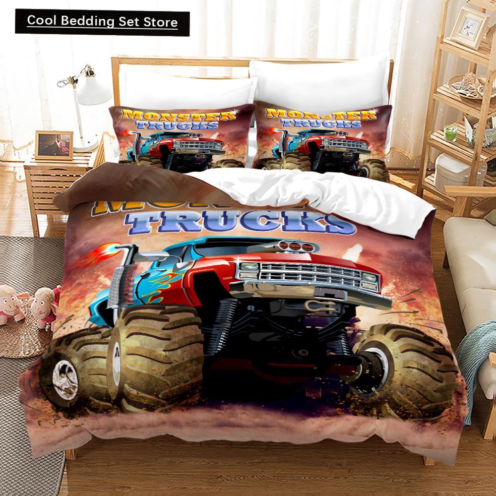 3D Print Anime Monster Jam Bedding Set Single Twin Full Queen King Size Monster Jam F1 Bed Set Teenager Bedroom Duvet Cover Sets