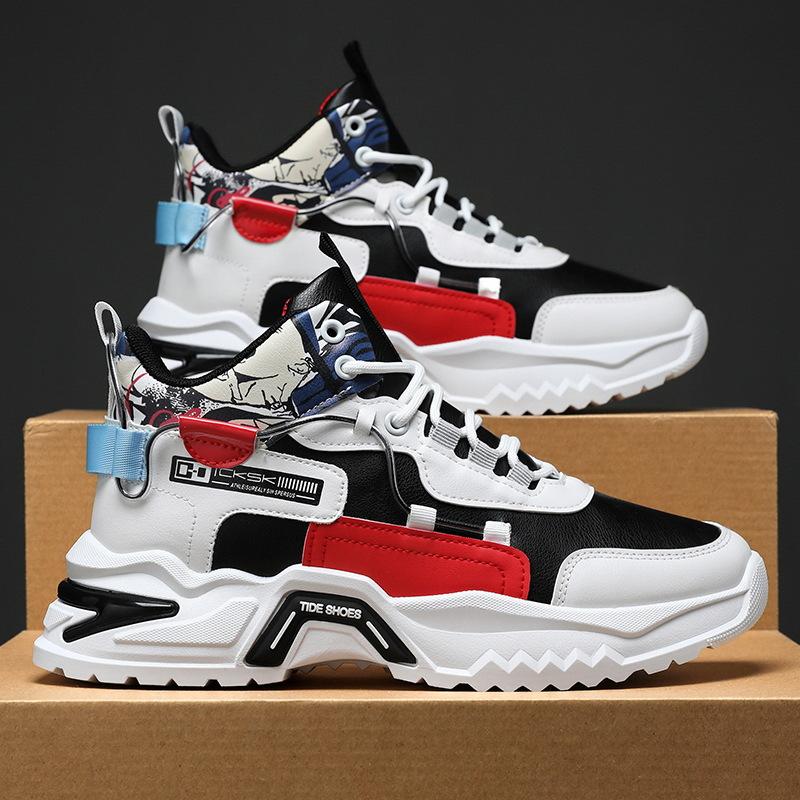 Мужская обувь Новые спортивные универсальные внутренние повышающие обувь для отдыха и бега Daddy Fashion Shoes Весна