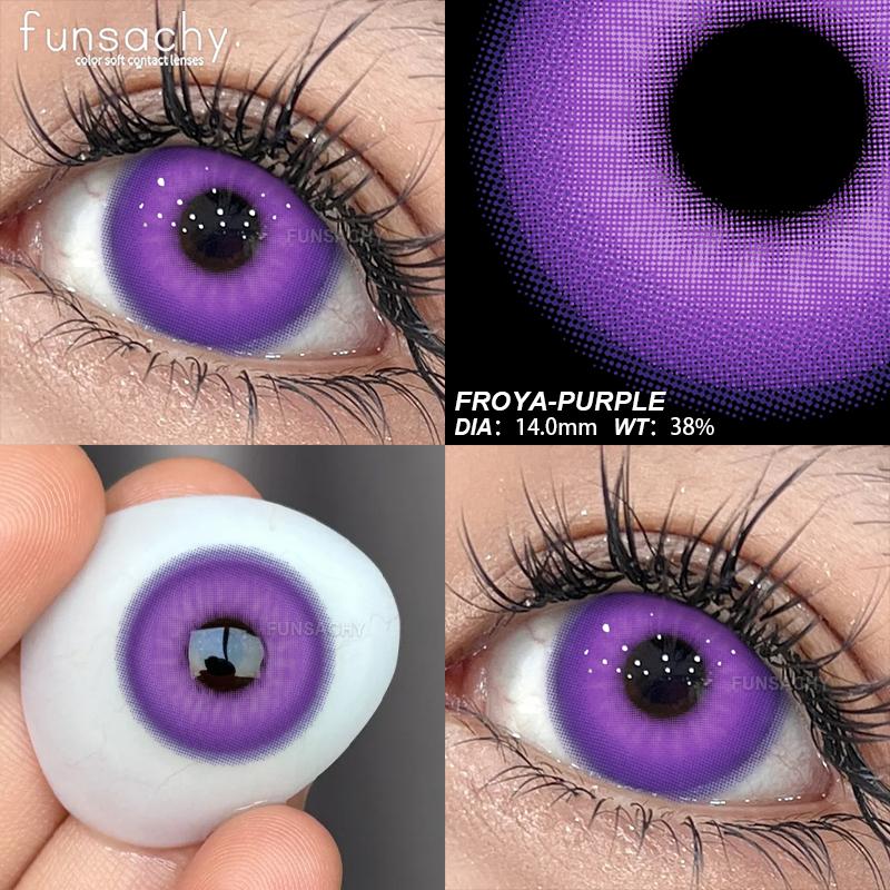 FUNSACHY 2pcs Anime Cosplay Contact Lenses Colored Lens for Crazy Halloween Solid Color Blue Contacts Pink Beauty Pupil Yearly