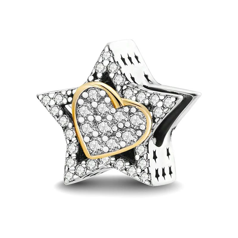 925 Silver Multicolour Love Heart Series Charms Beads Fit Pan Bracelet Bangles DIY Fine Jewelry For Women